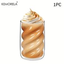 KEMORELA Dvigubos sienelės kavos puodelis, 1/2 vnt. 320 ml kapučino puodelis, Spiralinis arbatos puodelis, tinkantis latte, šaltai plikytam kavai ir šaltai arbatai 320ML