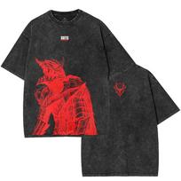 Guts Print Tshirt Berserk Anime Clothing Men Women Short Sleeve Cotton Tshirts Vintage Washed Tee Harajuku Oversized T Shirt S