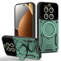For Xiaomi Poco M8/Redmi Note 15 Pro+/15 Pro Plus Degree Rotating Magnetic Bracket Armored Phone Case Magsafe Protective Cover Select model Case&Redmi Note 15 4G žalia