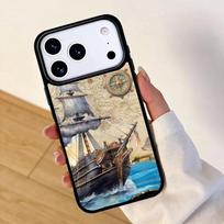 Pirate Ship Skull Treasure Map Mobile Phone Case for IPhone 17 AIR 16pro Max 15 14 13 12 11 Bumper Cover iPhone 13 mini