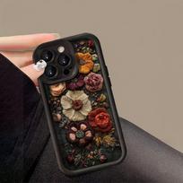 Vintage embroidered floral pattern phone case for iPhone16 15 14 13 12 11 X XRPro/ Max/Plus anti-fall and shock-proof rear cover iPhone15