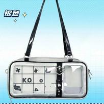 Transparent Ita Bag Women Shoulder Bag Anime Badge Display Handbag Sweet Style Underarm Purse 36x16x8cm sidabras