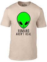 Humans Aren't Real Men's T-Shirt Mens Womens Tees Top - Funny Alien Science Fiction Tee Invasion UFO M