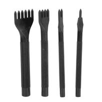 4 Pcs Prong Chisel Kit Leather Craft   Tool Black Electroplating Leather Craft Chisel