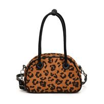 Popular leopard print small bag for women  new autumn and winter versatile crossbody bag, hand-held bowling bag brown