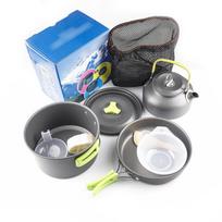 Lauko stovyklavimo indų rinkinys: Puodai, Virduliai ir Stalo reikmenys Pot + Pan + Kettle + Accessories
