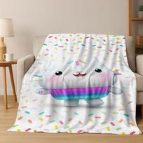 Cute Gabbys Dollhouse Cartoon Girl Kids Flannel Blanket Soft Warm Throw Blanket for Bed Bedroom Room Living Room Christmas Gift 75x90cm
