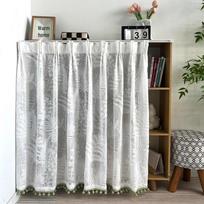 Cashmere Cabinet Cover Curtain with Pompom Tassels