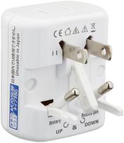 Kashimura International Power Worldwide Compatible Power Plugs Adapter, 2-port, A/B/C/O/SE/BF/B3/O2 NTI-164 balta
