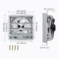 SucceBuy Shutter Exhaust Fan 12'' with Temperature Humidity Controller EC/AC-motor 940 CFM 10-Speed Adjustable Wall Mount Attic 16in AC