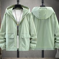 Summer Couples Thin Hooded Lightweight Jacket Men Sun Protection Clothing Fishing Hunting Clothes Quick Dry Coat Outfits M šviesiai žalios spalvos