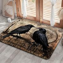 Gothic Black Ravens Steampunk Clock Non Slip Soft Area Rug Washable Indoor Floor Mat for Dark Academia Witchy Home Decor 40x60cm