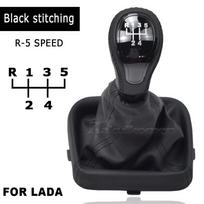 For Lada VAZ 2113 2114 2115 Manual 5 Speed Gear Shift Knob Shifter Lever Stick Gaiter Boot Cover Car Accessories Black Line