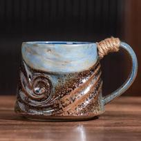 320ml Ceramic Mug Tea Coffee Cup Spiral Hemp Rope Vintage Office Mug Water Cup Household Decoration Handmade Gift Mug 320ml