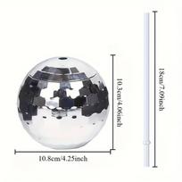 Creative Disco Ball Cups Flash Cocktail Cup with Straw Reflection Color Mirror Ball Straw Wine Glass Disco Ball Water Bottles