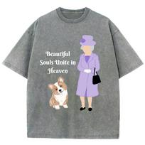 Corgi Cartoon Character Print Womens TShirt Washed Cotton Oversized Couple Short Sleeve Design Basic Top S