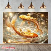 2D Golden Koi Fish Backdrop for Feng Shui Themed Photoshoot 47.2x31.5inch/120*80cm
