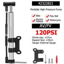ROCKBROS 120Psi Bicycle Pump Portable Air Inflator Bike Pump With Gauge AV FV Schrader Presta Valve Pump Cycling Accessories 42322821 Silver