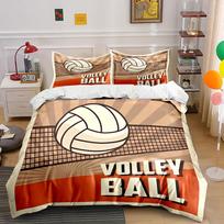 Volleyball, net, sunburst backdrop. Bedding sets Duvet cover sets Duvet covers Pillowcases(1 * Duvet Cover 2 * Pillowcases without duvet insert) 135x200cm