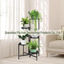 Europos daugiasluoksnis lauko/vidaus grindų augalų stovas svetainei ir balkonui 5-layer Staggered Flower Rack juoda