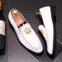 Fashion New Luxury Royal Style Men Handmade Embroidery Crow Pattern Exotic Designer Loafers FashionBrand Casual Wedding Dress Shoe A9 37 balta