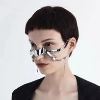 Gothic Mask Cyber Punk Liquid Irregular Silver Color Hollow Women Men Party Individuation Fashion Jewelry Accessory Dropshipping