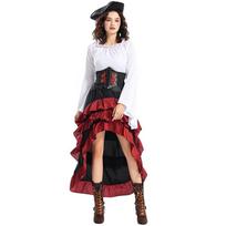 Medieval Ocean Captain Pirate Queen Corset with Ruffled Skirt Halloween Costume Extra Large balta