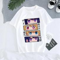 Women T-shirt Manga Anime Oshi No Ko Harajuku Ullzang T Shirt Summer Short Sleeves Casual and Fashionable Versatile 4XL