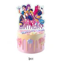 25pcs K-POP Demon Hunters Birthday Party Cake Decor Set Large & Small Toppers Wrappers and Picks for Kids Party Supplies