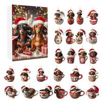 Dachshund Advent Calendar 2025 24 Days Christmas Countdown Calendar with Funny Cup Dachshunds Pendants Collectible Acrylic Xmas Tree Ornaments Set C