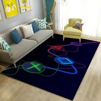 Video Game Mat Retro Console Rug, Color Block Buttons Machine Washable, Non-Slip Floor Decor for Sofa Men Cave Living Room 40x60cm