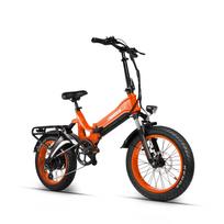 MIHOGO-NX 20 folding electric bicycle for urban commuting features,750W,Maximum range of 60 kilometers ,Maximum load capacity of 120 kilograms. oranžinė