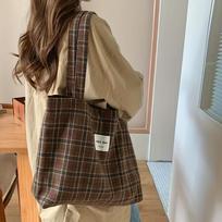Autumn and winter checkered tote bag, ins laid-back single-shoulder bag, large-capacity handbag, for daily commuting ruda