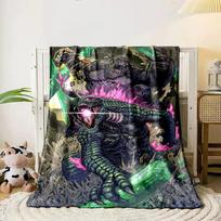 Giant gorilla and reptilian creature clash energetically amid destruction. for all seasons blanket lunch break throw gift 80cm x 120cm