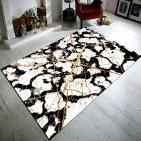 Luxury Gold Foil Marble Abstract Area Rug Modern Art Ink Wash Print Carpet Non-Slip Washable Floor Mat for Living Room Bedroom 40X60CM