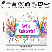 2D Art Party  Let's Celebrate  Backdrop Colorful Paint Splatter Photo Booth Background 47.2x31.5inch/120*80cm