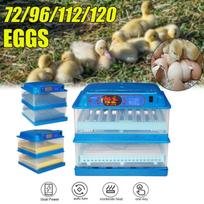220V  72/96/112/120 Eggs Hatcher Chicken Duck or Goose Dual Power Adjustable Auto Turning Incubation Electronic Digital Incubator 120 Eggs