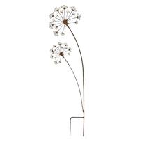 Flower Garden Stakes Decorative Garden Stake Metal Dandelion Silhouette Decorative Outdoor Ornament For Sunflower Cardigan Women (Bronze,One Size) bronza