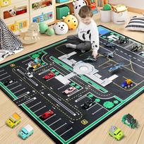 Children's Racing Track Car Road Traffic Signs Carpet Mat Anti Slip Soft Carpet Decoration Interactive Game Home Decoration 50X80CM