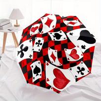 1pc Playing Cards Diamonds Themed Umbrella, 8 Rib Frame,Automatic Opening 3 Fold Umbrella, Lightweight and Durable Couple Umbrella-056