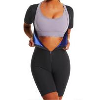 High Compression Sauna Sweat Bodysuit Women Slimming Body Shaper Tummy Control Fitness Girdle Weight Loss Shapewear S tamsiai mėlyna spalva