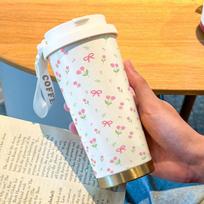 Luxurious And Fashionable Tulip 500ml-LLB/16.9oz - 316 Stainless Steel Double-Wall Insulated Travel cup with Lanyard & Straw 500ml