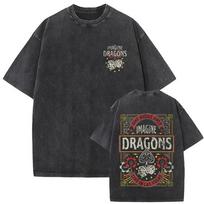 Rock Band Imagine Dragons Loom World Tour  Washed Vintage Tshirt Men Women Gothic Oversized T Shirts Unisex Casual Tshirt M