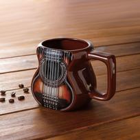 Ceramics Musical Instrument Coffee Mug Guitar Pattern Handcrafted Coffee Cup Durable Guitar Shaped Desktop Ornament Drinkware 500ML