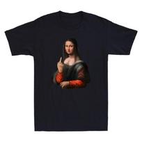 Mona Lisa With Middle Finger Lightweight Funny Graphic Novelty Men's T-Shirt Tee XL