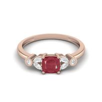 2.06 Cts Cushion Shape Ruby Solitaire 925 Sterling Silver Rose Vermeil Classic Accent Wedding Ring 8