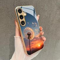 Dandelion pattern glass phone case suitable for Samsung Galaxy S26 S25 S24 S23 S22 S20 FE/Ultra/Plus anti drop back cover Galaxy S25 auksas