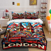 Big Ben, London Eye, buses. Bedding sets Duvet cover sets Duvet covers Pillowcases(1 * Duvet Cover 2 * Pillowcases without duvet insert) 135x200cm