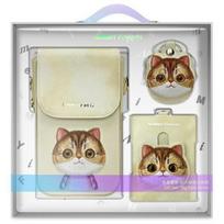 Zestaw 3W1 Torebka Na Telefon + Portfel + Etui Na Lokalizator Nimmy Big Eyed Pet 2.0 Cat, Khaki