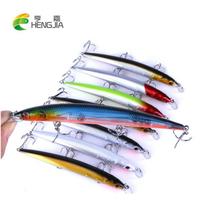 HENGJIA 8 vnt Minnow žvejybos masalas su 3D akimis kabliuku bioniniu lydekos ešerio masalu